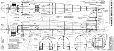 Hawker Sea Fury FB|| 1/4.5 Bauplan